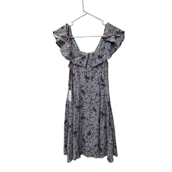 ASTR V-Neck Button Front Cold Shoulder Floral Print Gabriella Mini Dress NWT - Picture 1 of 13